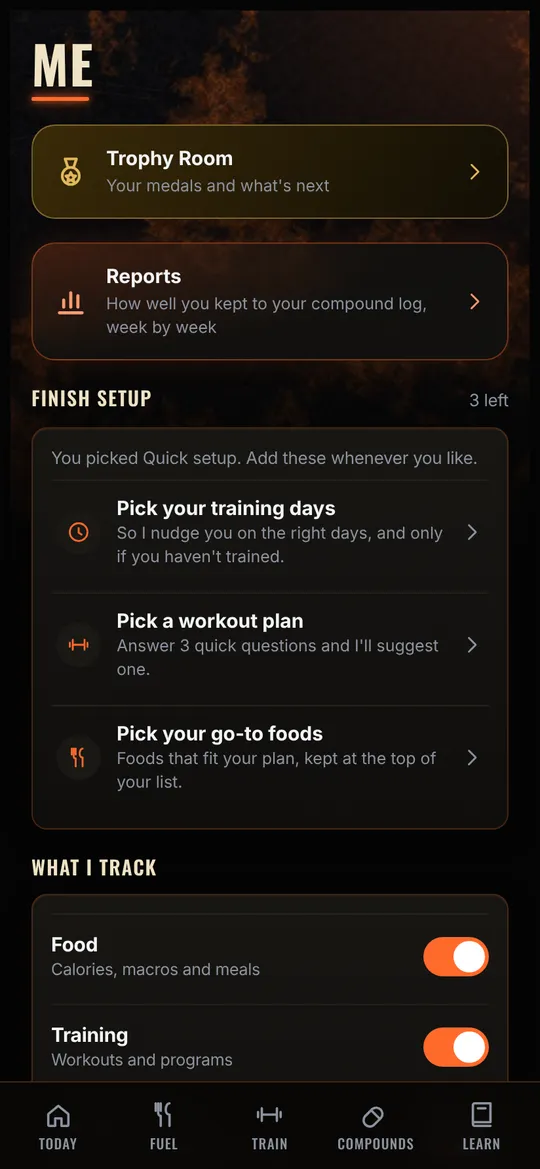 Iron X Log app, Full control screen